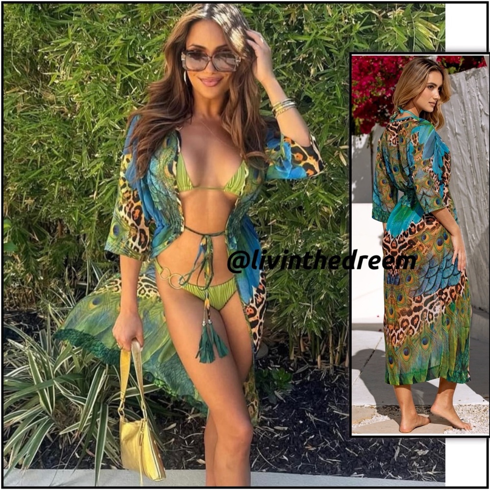 DOLCESSA Emerald Savannah Long Coverup  SZ M $165